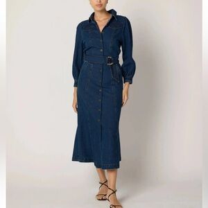 NWT Cleobella Naya Denim Midi Dress in 100% Organic Cotton